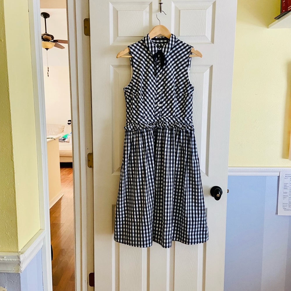 J.crew gingham shirt dress w/ removable necktie, 6